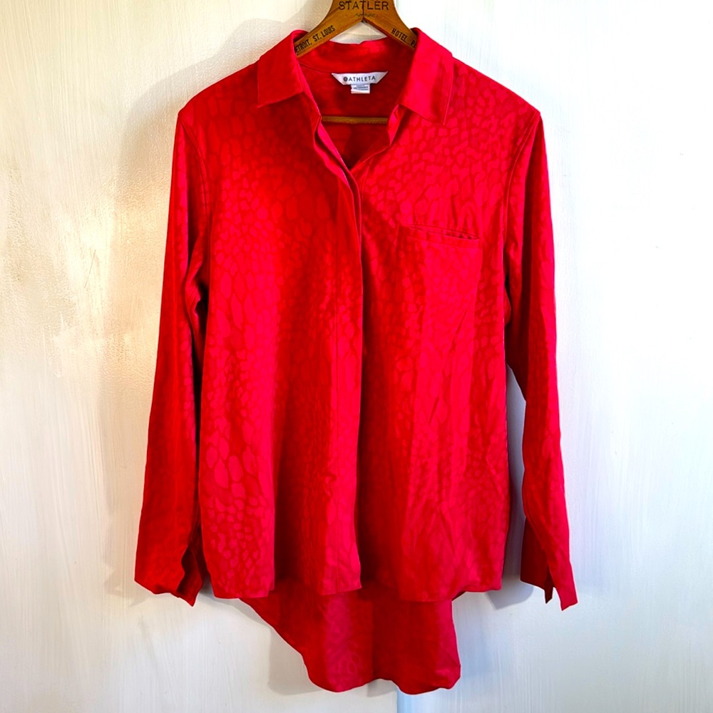 Small Red Athleta Button Down - image 1